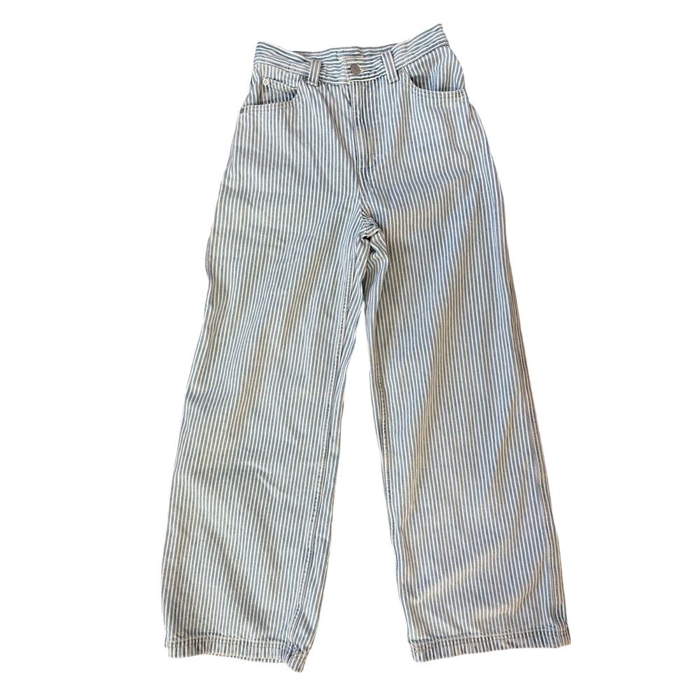 Levis Jeans Womens Cinch Baggy Hickory Stripe Carpenter Blue White Jeans Size 26